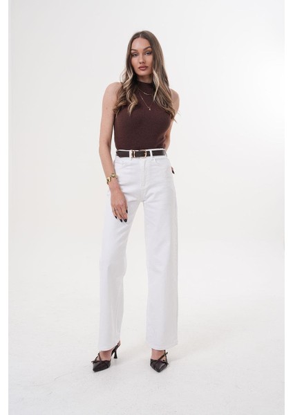 Bol Paça Beyaz Jean Pantolon - RMS1005 indirimleri