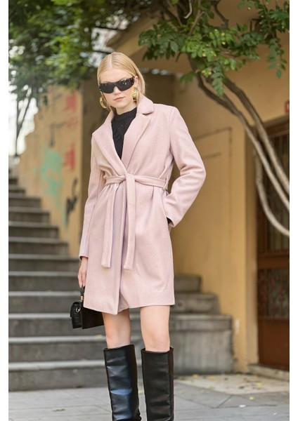 Yan Cepli Bornoz Bağlamalı Kaşe Kaban fiyatları