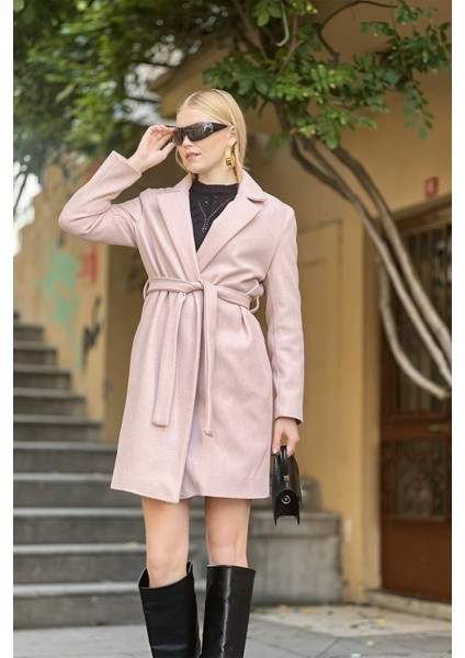 Yan Cepli Bornoz Bağlamalı Kaşe Kaban modelleri