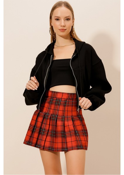 Üç Iplik Fermuarlı Kapüşonlu Kısa Sweat fırsatları