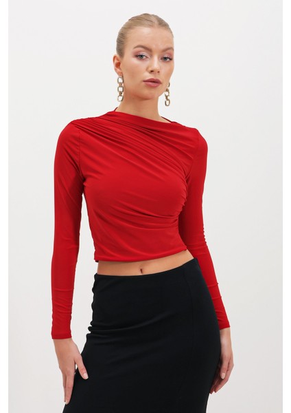 Çapraz Büzgülü Crop Bluz fiyatları