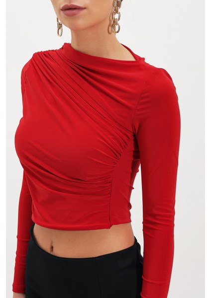 Çapraz Büzgülü Crop Bluz modelleri