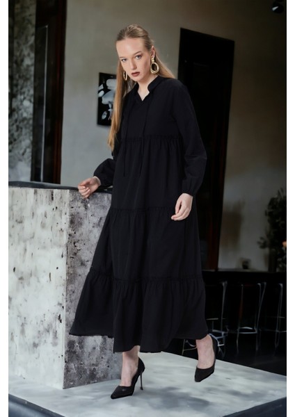 Yaka Bağcık Püskül Elbise10