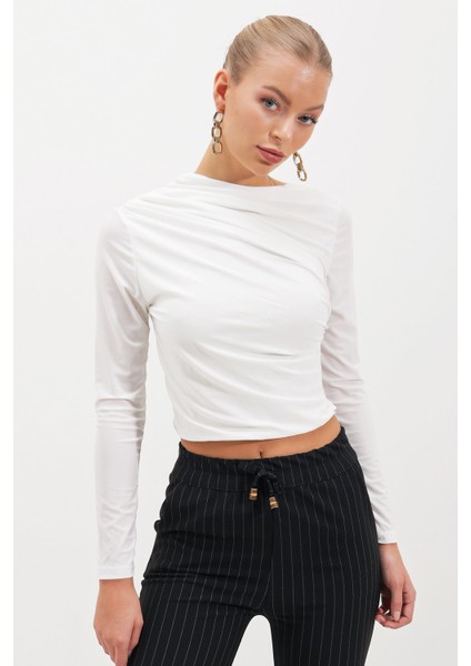 Çapraz Büzgülü Crop Bluz fiyatları