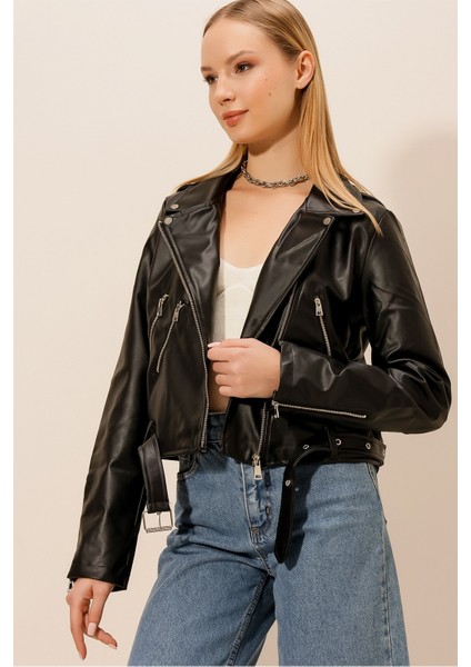 3 Fermuar Deri Ceket