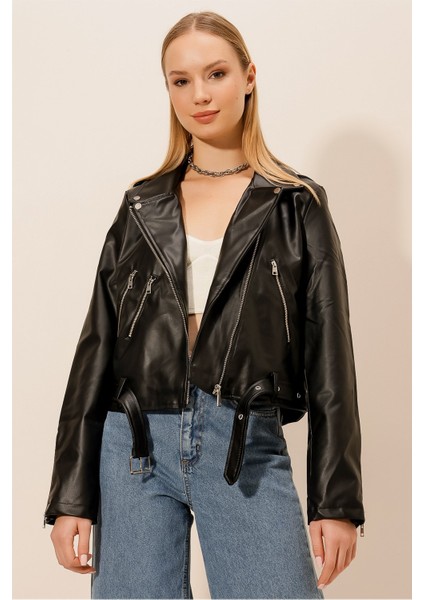 3 Fermuar Deri Ceket modelleri