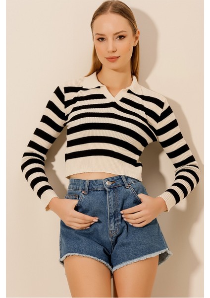 Polo Yaka Çizgili Kaşkorse Bluz fiyatları
