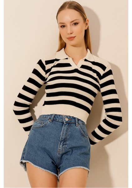 Polo Yaka Çizgili Kaşkorse Bluz fırsatları