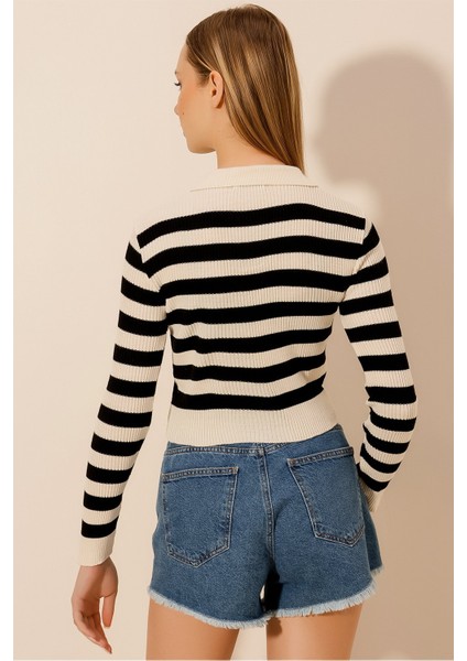 Polo Yaka Çizgili Kaşkorse Bluz indirimleri