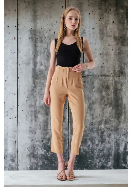 Yüksek Bel Çift Pens Pantolon modelleri