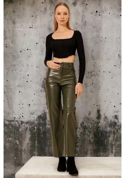 Yüksel Bel Deri Pantolon fiyatları