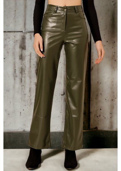 Yüksel Bel Deri Pantolon modelleri