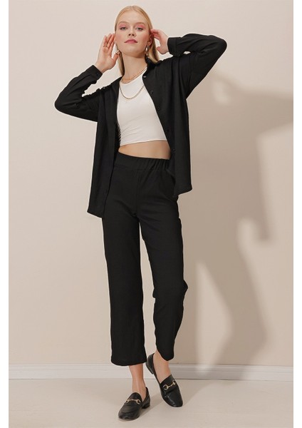 Önü Düğmeli Bürümcük Takım