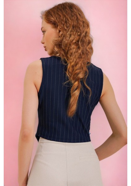 Zara Çizgili Düğmeli Yelek modelleri