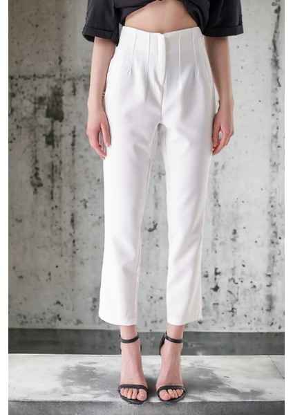 Yüksek Bel Çift Pens Pantolon fırsatları