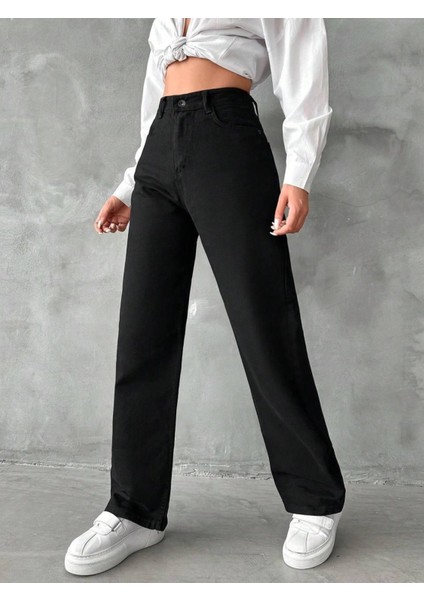 Likralı Boyfrıend Bol Paça Kot Pantolon fırsatları