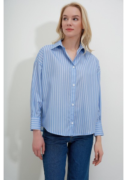 Ince Çizgili Poplin Gömlek modelleri