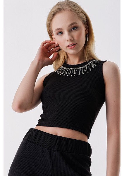 Yaka Taşlı Atlet Pantolon Takım modelleri