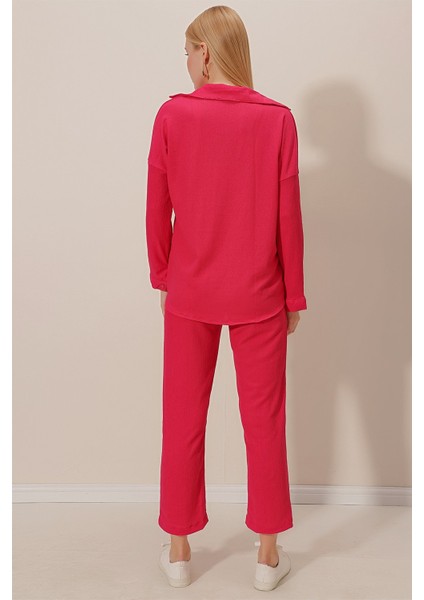 Önü Düğmeli Bürümcük Takım