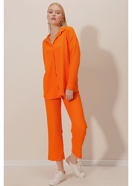 Kadın Bürümcük Kumaş, Önü Düğmeli, Rahat Kesim Eşofman Takımı – İlkbahar Yaz, Spor ve Günlük Tarz fırsatları