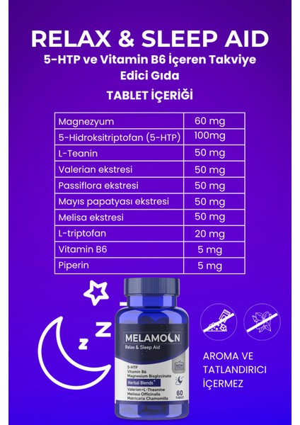 Daha Kaliteli, Stressiz Uyku, 5-Htp Içeren Takviye Edici Gıda 60 Tablet fiyatları