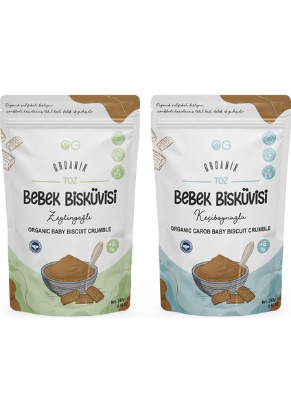 Organik Keçiboynuzlu Ve Zeytinyağlı Bisküvi Tozu Seti +6 Ay