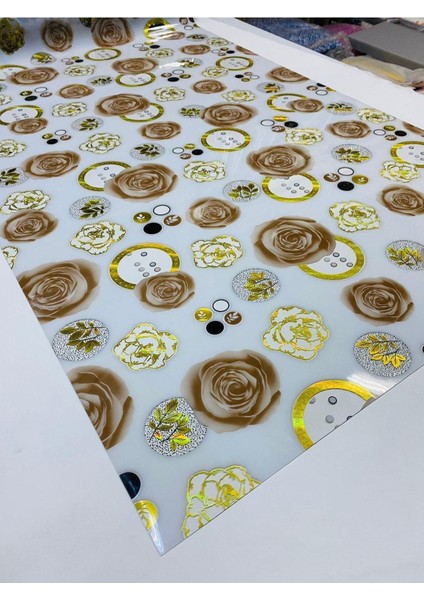 Şeffaf Pvc Desenli Masa Örtüsü, 80 cm Genişlik, 1,3 mm Kalınlık