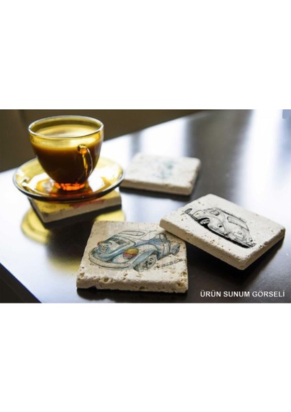 Turuncu Doğal Taş Baskılı 10X10 cm Bardak Altlığı, Şık ve Kullanışlı Tasarım fiyatları