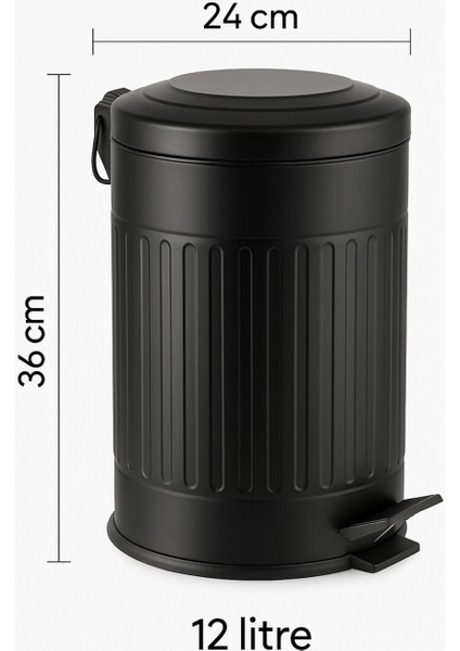 Çizgili Siyah 12 Litre Çöp Kutusu, Şık ve Kullanışlı Ev ve Ofis Çözümleri fiyatları