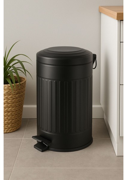Çizgili Siyah 12 Litre Çöp Kutusu, Şık ve Kullanışlı Ev ve Ofis Çözümleri modelleri
