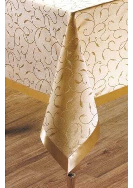 Kahverengi Simli Jakar Masa Örtüsü, Şık ve Parlak Davet Sofraları Için Ideal. fiyatları