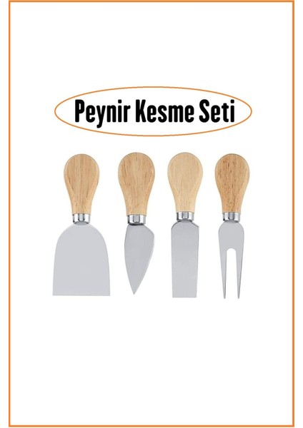 4 Parça Paslanmaz Çelik Peynir ve Kek Kesme Bıçağı Seti
