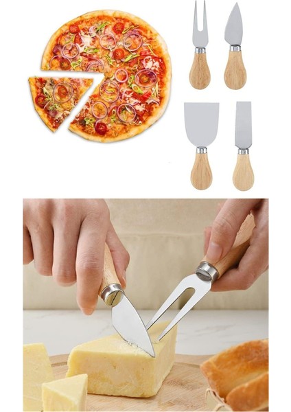 4 Parça Paslanmaz Çelik Peynir ve Kek Kesme Bıçağı Seti fırsatları