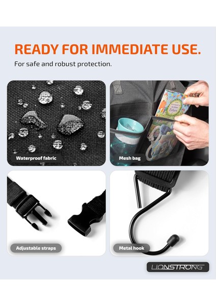 Lionstrong Su Geçirmez Arka Koltuk Düzenleyici, Evrensel, Koltuk Koruyucu, Cilalı Kumaş, Alman Kalitesi