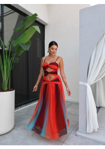 Ince Askılı Bağlama Detaylı Elbise