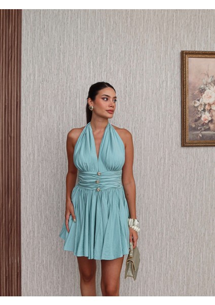 Boyundan Bağlamalı Mini Elbise modelleri