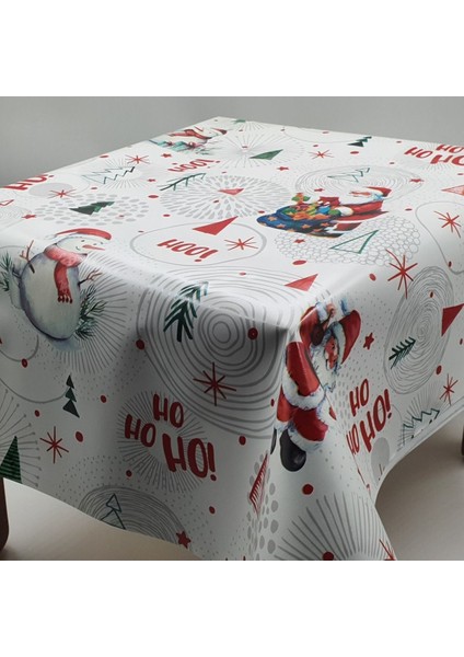 Yılbaşı Temalı Astarlı Silinebilir Muşamba Masa Örtüsü, Kırmızı Renk