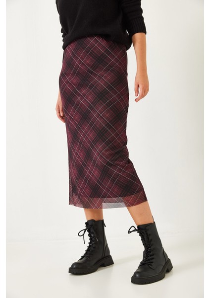 Kadın Astarlı Desenli Uzun Etek