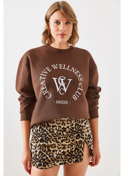Kadın Üç Iplik Şardonlu Yazılı Sweatshirt Mbhs modelleri