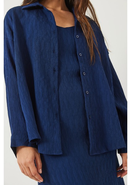 Kadın Dokulu Ince Askılı Elbise Oversize Gömlek 'li Takım indirimleri