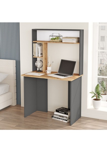 Gri Genç Çalışma ve Bilgisayar Masası, Şık ve Kullanışlı Tasarım