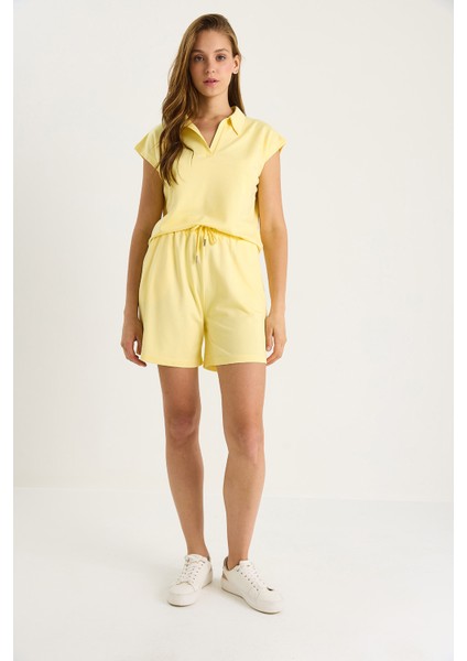 Kadın Polo Yaka Üst Kısa Şortlu Modal Basic Alt-Üst Takım fiyatları