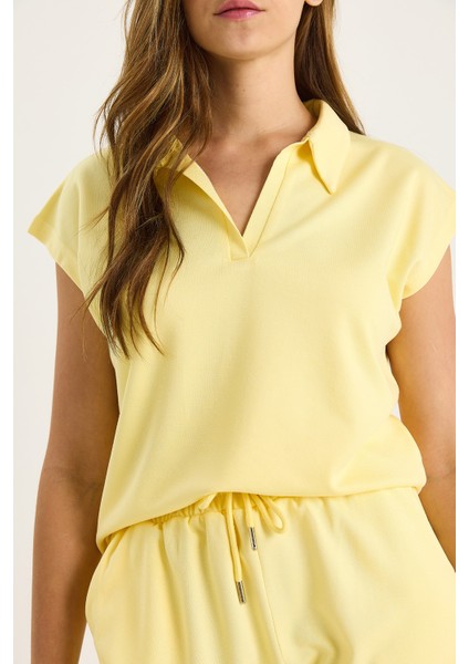 Kadın Polo Yaka Üst Kısa Şortlu Modal Basic Alt-Üst Takım indirimleri