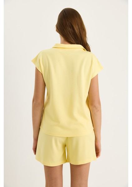 Kadın Polo Yaka Üst Kısa Şortlu Modal Basic Alt-Üst Takım