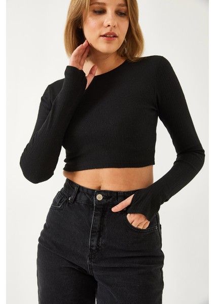 Kadın Parmak Geçirmeli Fitilli Bluz fiyatları