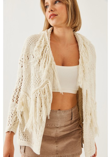 Kadın Saçaklı Triko Hırka fiyatları