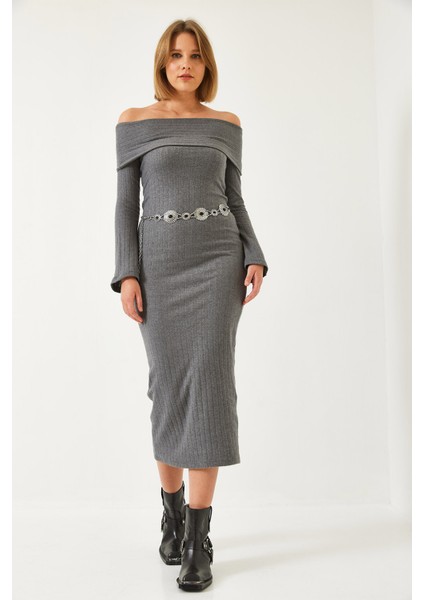 Kadın Madonna Yaka Ispanyol Kol Fitilli Elbise fiyatları