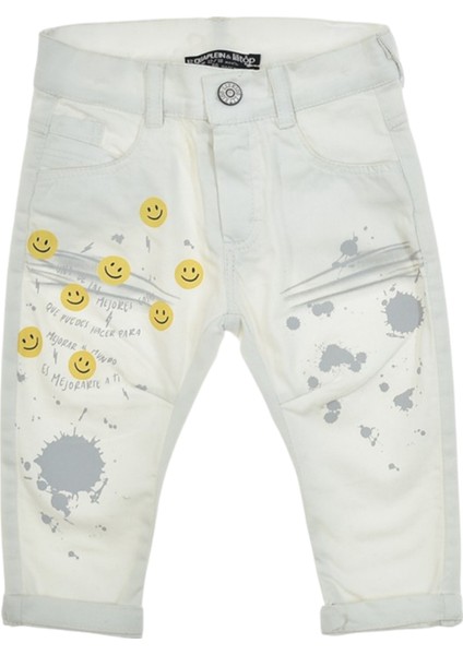 Gülenyüz Dama Baskılı Likralı Pantolon Beyaz