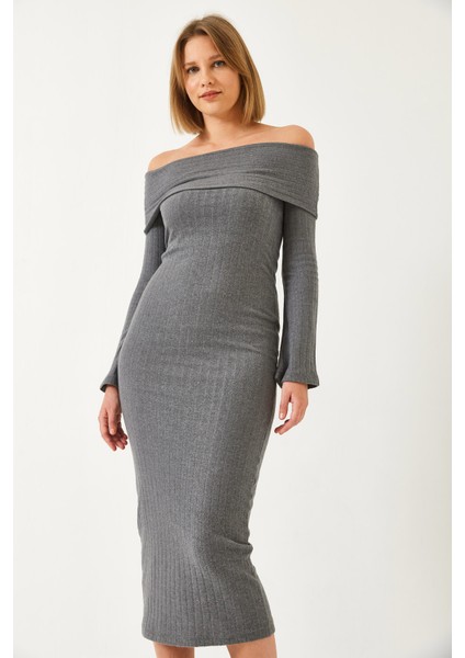 Kadın Madonna Yaka Ispanyol Kol Fitilli Elbise fırsatları