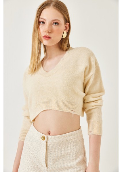 Kadın Crop Triko Kazak fiyatları